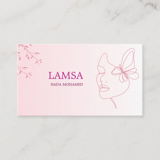Carte de visite de maquilleur LAMSA | Élégant Rose (Devant)
