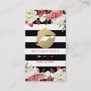 Carte de visite de maquilleur - or chic et noir