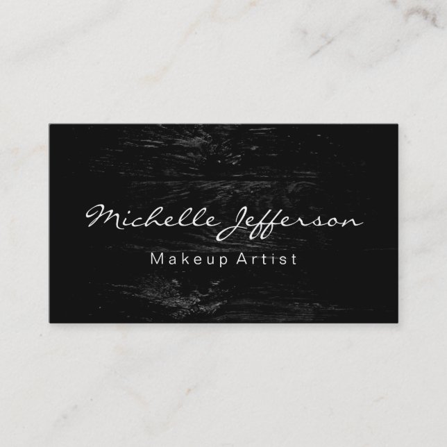 Carte de visite de maquilleuse à effet bois Script (Devant)