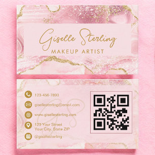 Carte de visite de maquilleuse Luxe Rose Pâle Agat
