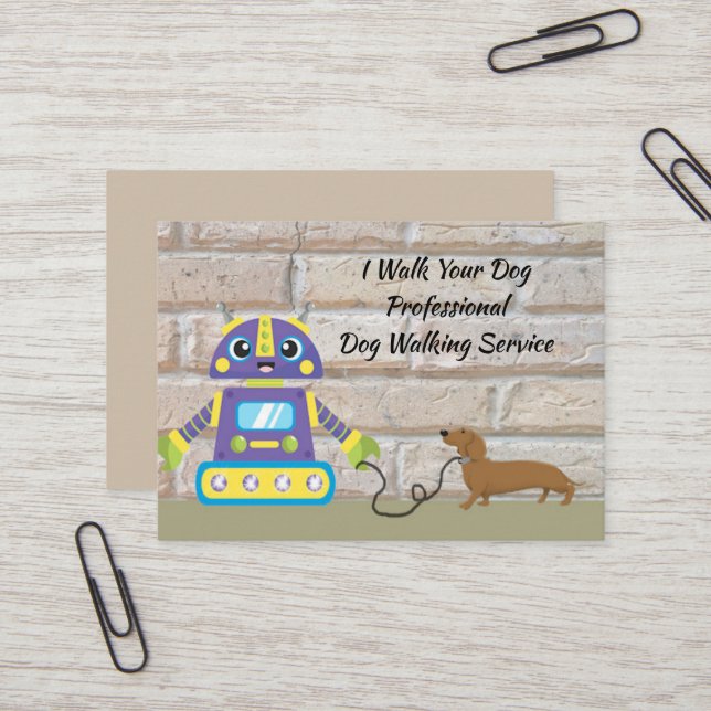 Carte de visite de marche avec robot et chien (Devant/Arrière en situation)