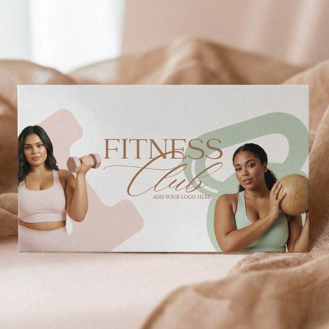 Carte de visite de marque de fitness moderne avec  (Modern Fitness Personal Trainer Brand Photo QR Business Card)