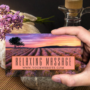Carte de visite de masseuse relaxante à la lavande