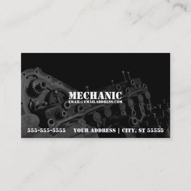 Carte de visite de mécanicien avec la photo de (Devant)