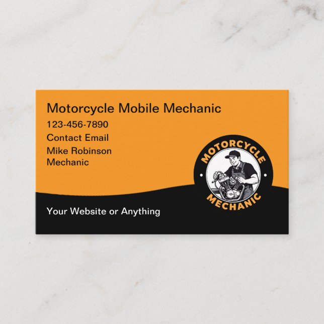 Carte de visite de mécanicien moto mobile (Devant)