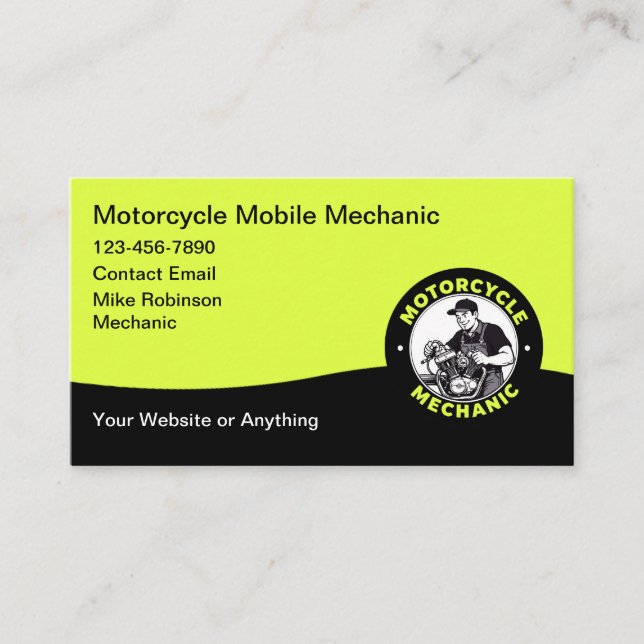 Carte de visite de mécanicien moto mobile (Devant)