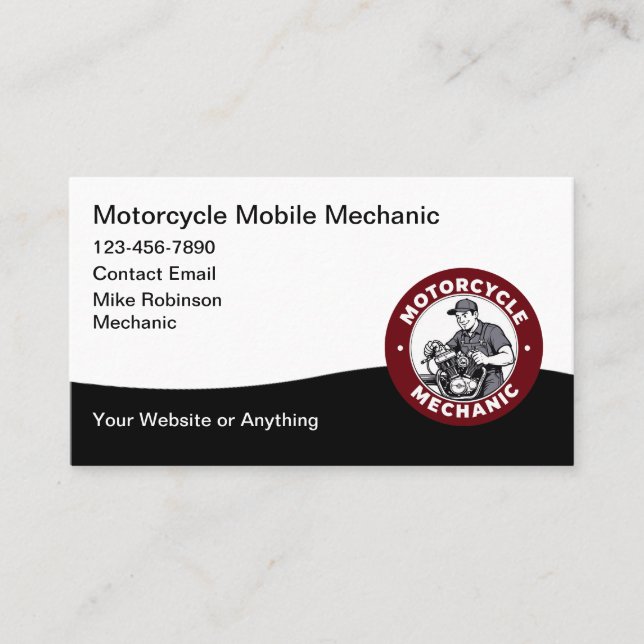 Carte de visite de mécanicien moto mobile (Devant)