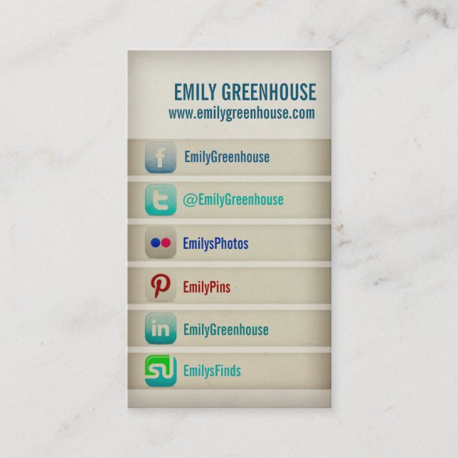 Carte de visite de médias sociaux Facebook Twitter (Devant)