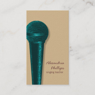 Carte de visite de microphone de damassé, Teal