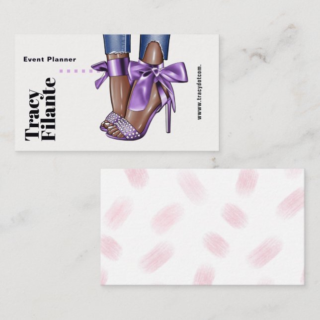 Carte de visite de mode violette Glam Chic (Devant / Derrière)