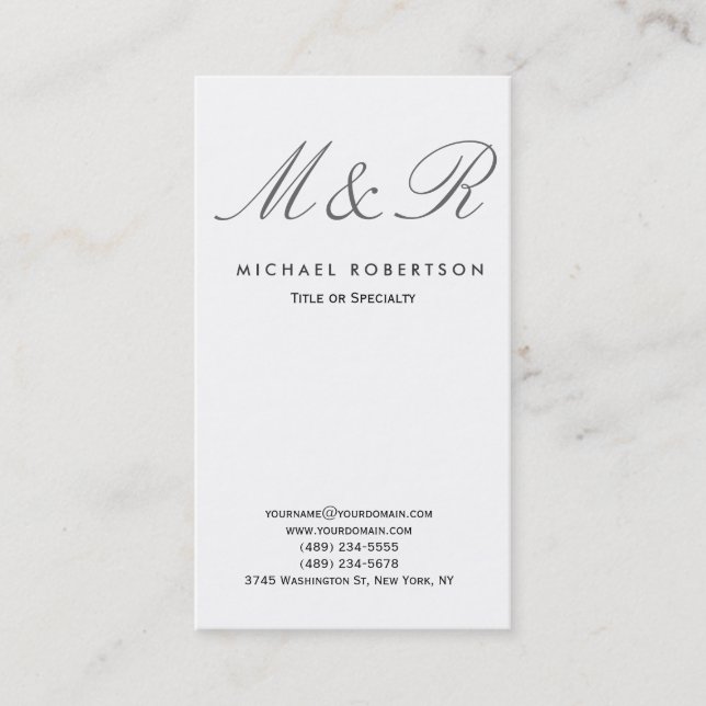 Carte de visite de Monogram White Clean Consultant (Devant)