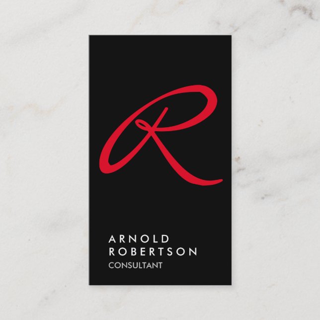 Carte de visite de Monogramme à tendance rouge cla (Devant)