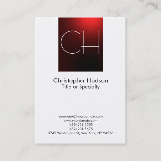 Carte de visite de Monogramme blanc rouge Chubby