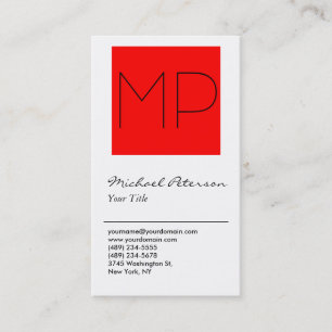 Carte de visite de monogramme blanc tendance