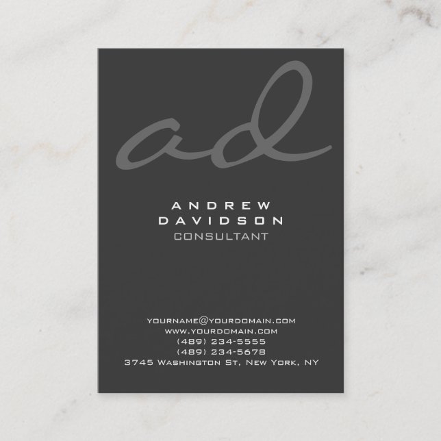 Carte de visite de monogramme gris design (Devant)