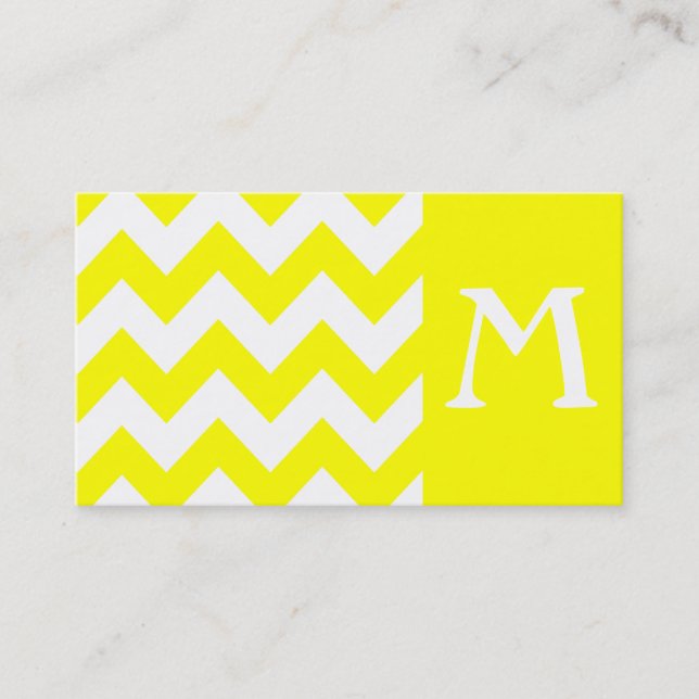 Carte de visite de monogramme jaune gras Chevron (Devant)