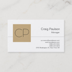 Carte de visite de Monogramme noir blanc tendance
