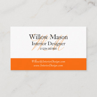 Carte de visite de monogramme orange et blanc