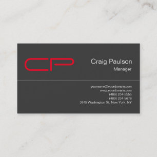 Carte de visite de Monogramme tendance gris rouge