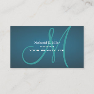 carte de visite de monogramme vert Turquoise