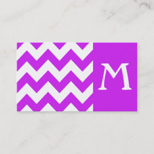 Carte de visite de monogramme violet Bold Chevron