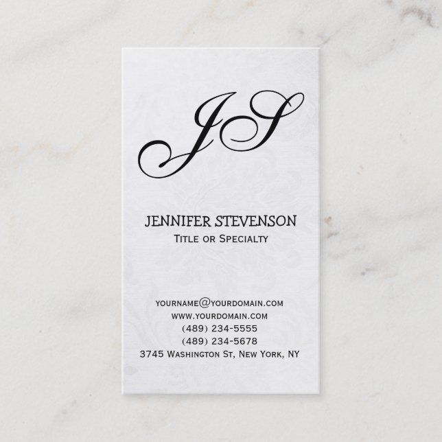 Carte de visite de Motif Monogram Grey (Devant)
