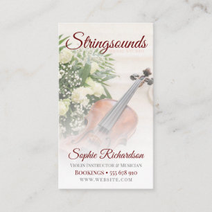 Carte de visite de musicien au violon Roses