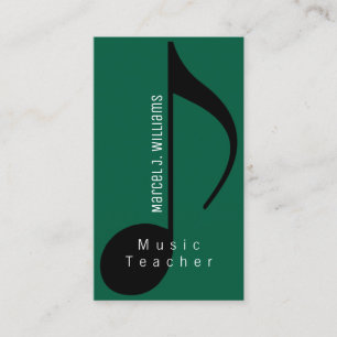 Carte de visite de musicien vert avec note de musi