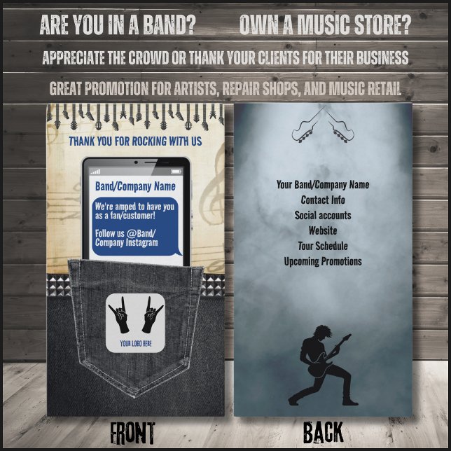 Carte de visite de musiciens de rock et de rouleau (Rock & Roll Appreciation & Thank You Card)