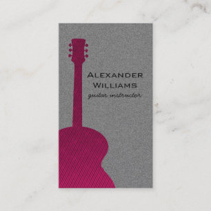 Carte de visite de musique de guitare rayée, rose