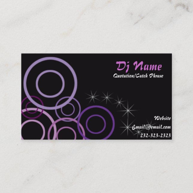 Carte de visite de musique Dj Nice (Devant)
