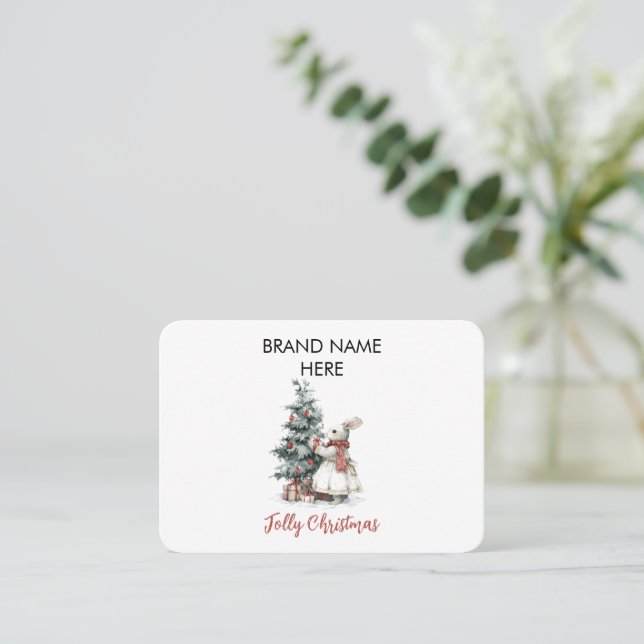 Carte de visite de Noël élégante | Votre nom de ma (Debout devant)