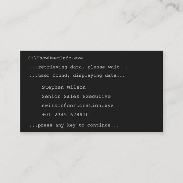 Carte de visite de nouveauté de style de DOS (Devant)