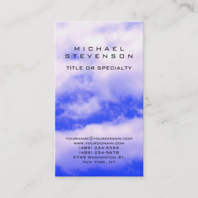 Carte de visite de nuages Bleu Bleu Attractif (Devant)