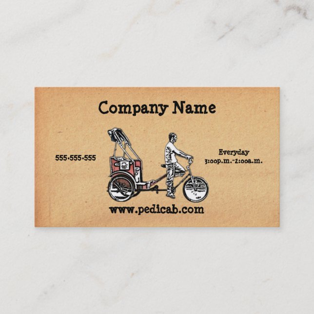 Carte de visite de papier vintage de Pedicab (Devant)