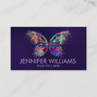Carte de visite de papillon coloré à la peinture é