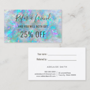 carte de visite de parrainage inspirée de l'opale