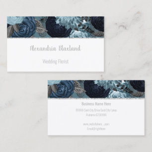 CARTE DE VISITE de PARTIES SCINTILLANT FLORAL BLEU