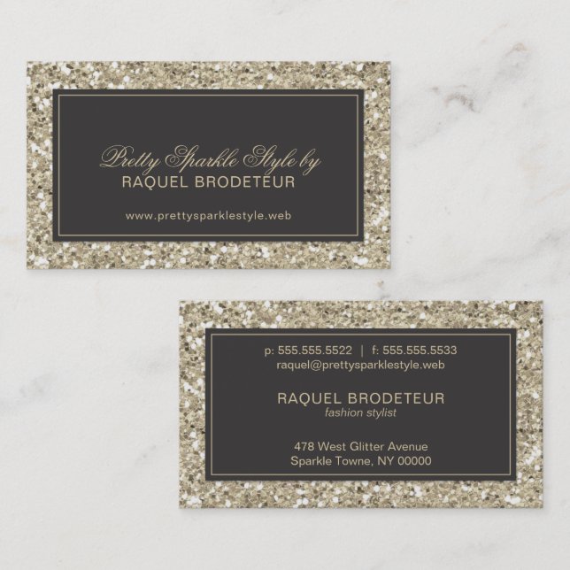 Carte de visite de Parties scintillant Glam Gold (Devant / Derrière)