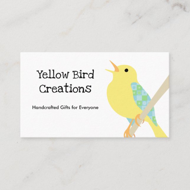 Carte de visite de patchwork d'oiseaux jaunes (Devant)