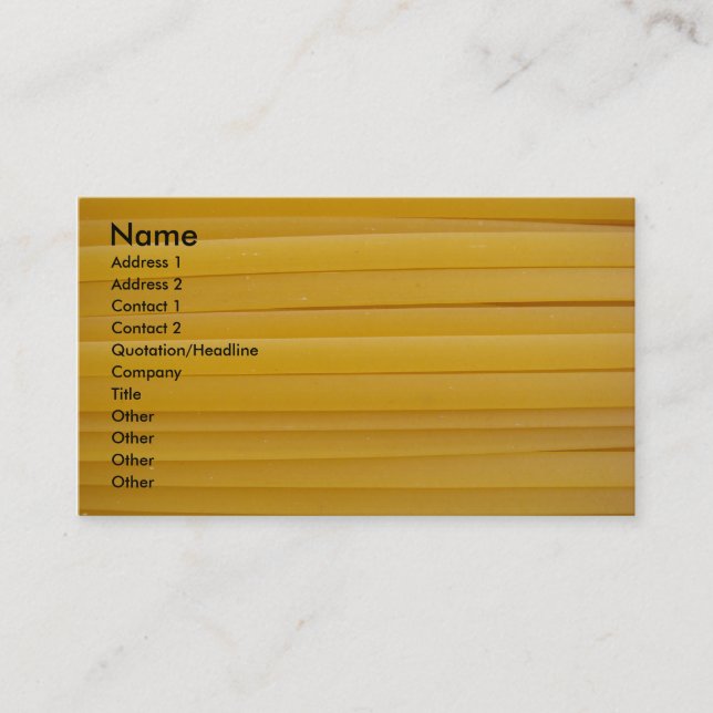 Carte de visite de pâtes de Fettuccine (Devant)