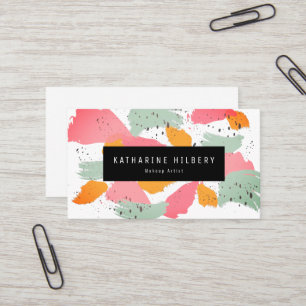 Carte de visite de peinture Abstrait rose orange