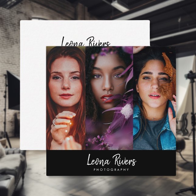 Carte de visite de photographe à code QR à trois p (Créateur téléchargé)