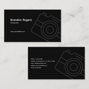 Carte de visite de photographe minimaliste noir
