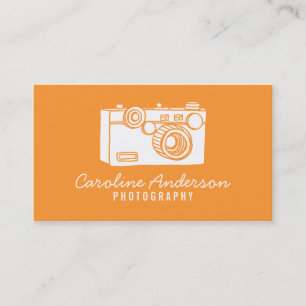 Carte de visite de photographe Orange Retro