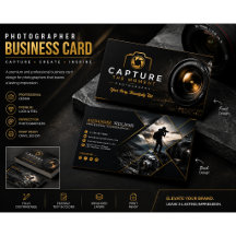 Carte de visite de photographie noir et or