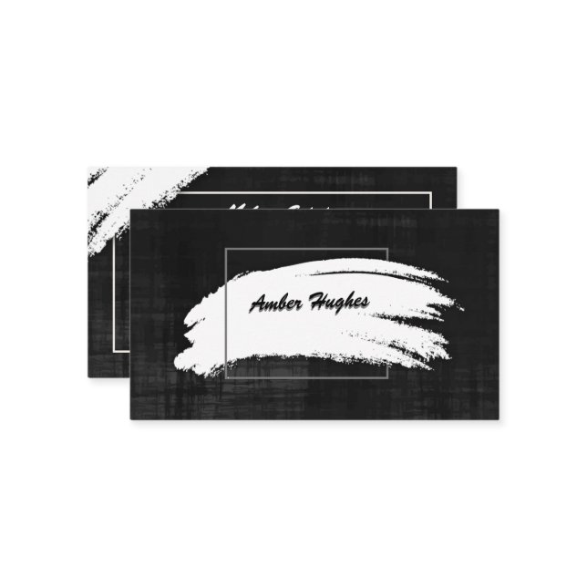 Carte de visite de pinceau blanc moderne (Devant/Arrière en situation)