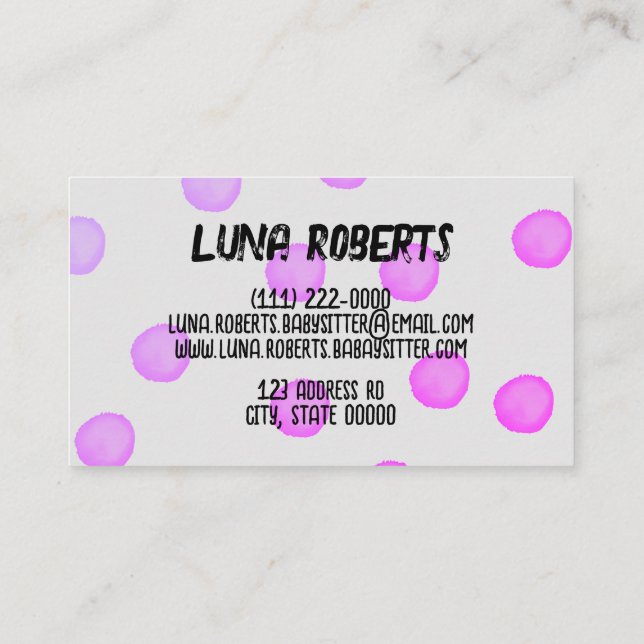 Carte de visite de points aquarelle (Dos)
