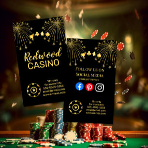 Carte de visite de poker de casino de feux d'artif