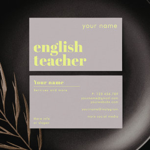 Carte de visite de professeur d'anglais langue sec